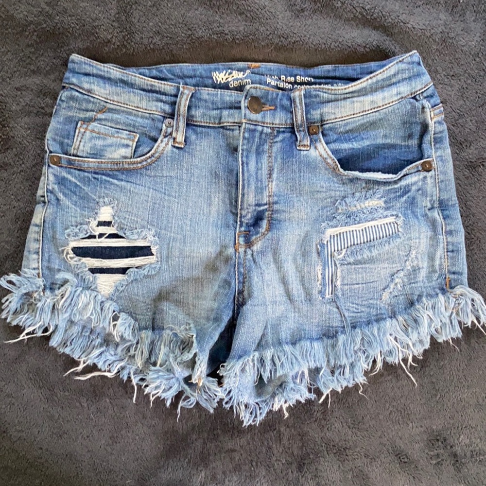 Ripped jean shorts
